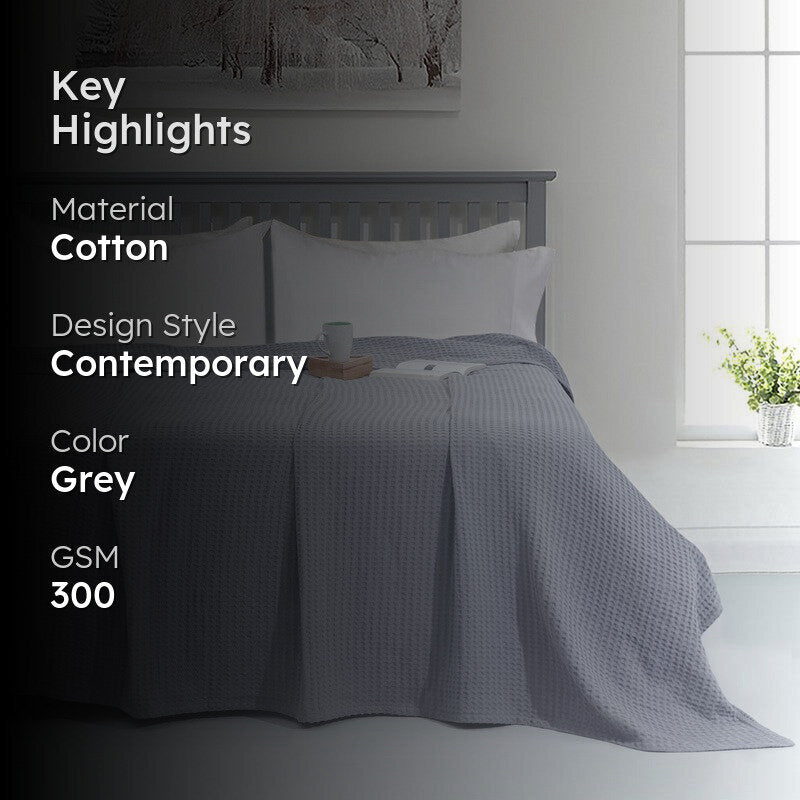 Axitra Wafel Weave Cotton Blanket - Grey media 2