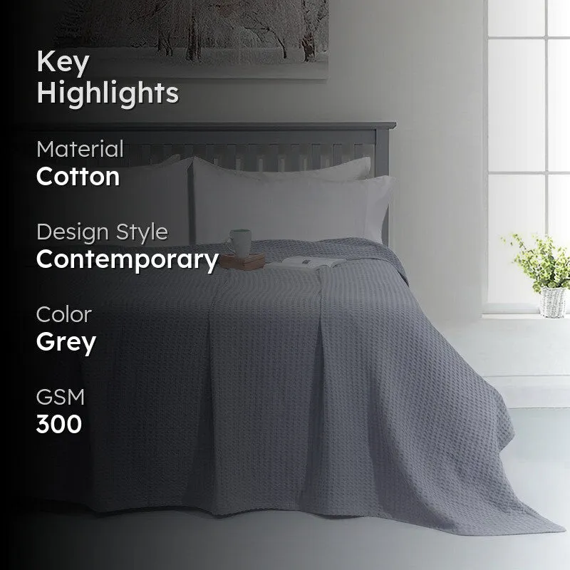 Axitra Wafel Weave Cotton Blanket - Grey media 2