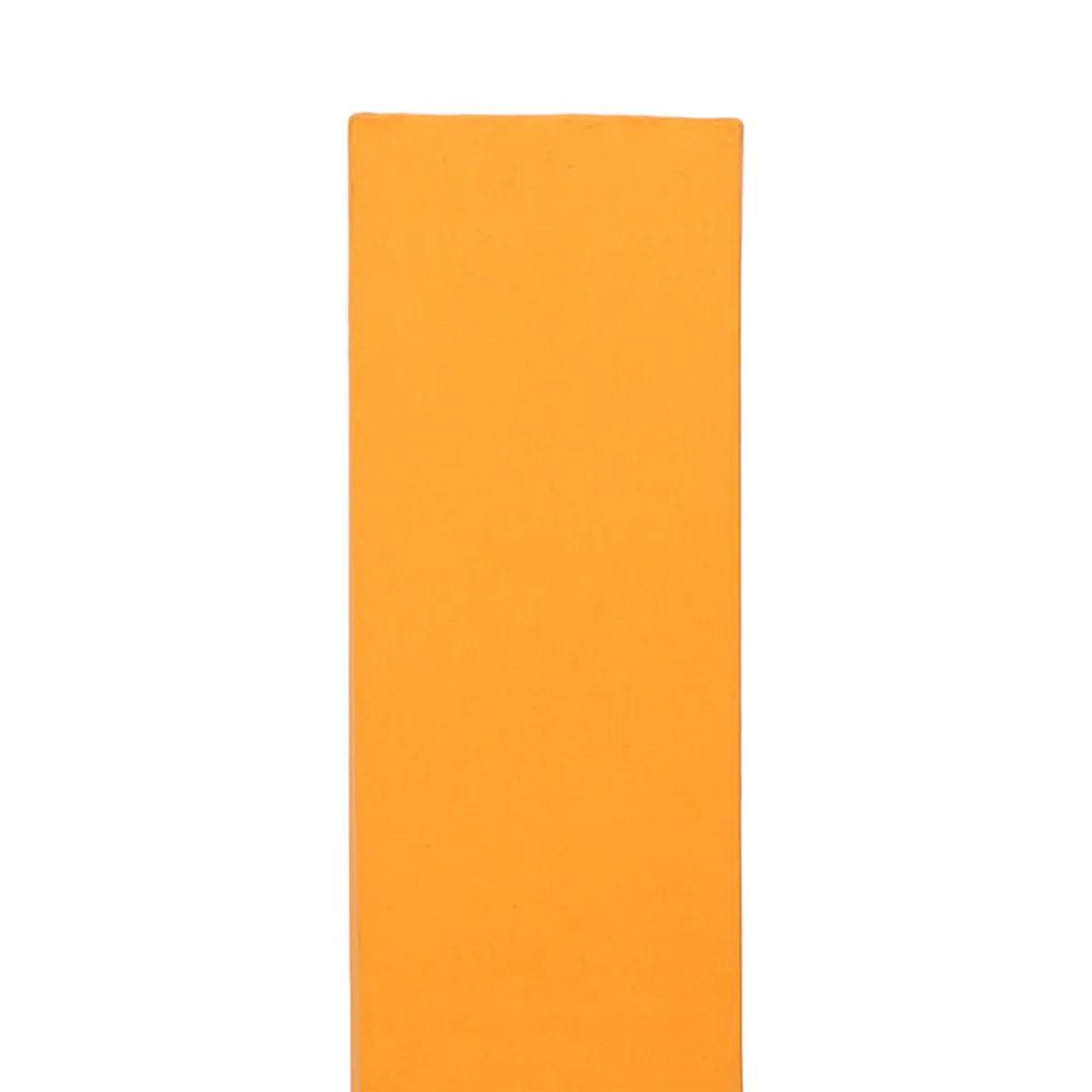 Close-up of the yellow-orange fabric shade of the tower floor lamp