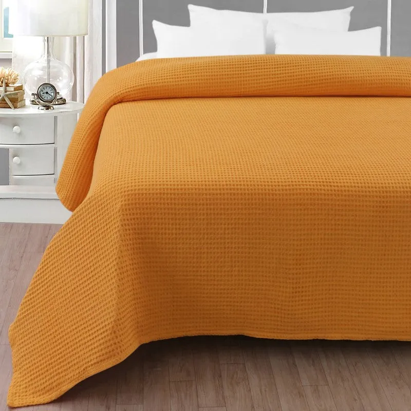 Axitra Wafel Weave Cotton Blanket - Yellow media 3
