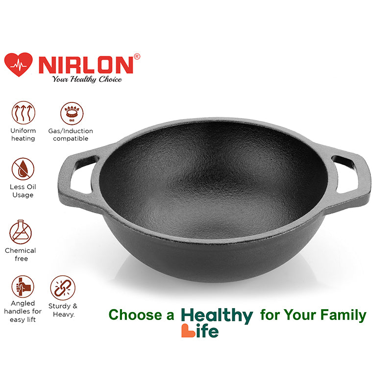 Nirlon Nirlon Cast Iron Kadhai - 2500 mL media 5