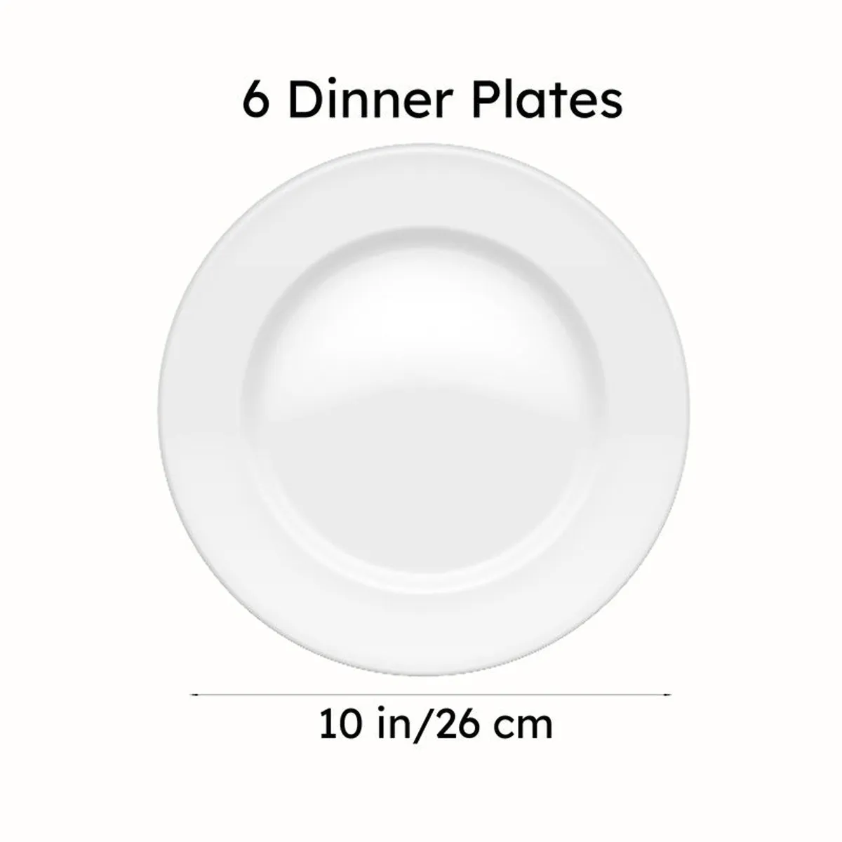 Round white dinner plate shown against a plain white background