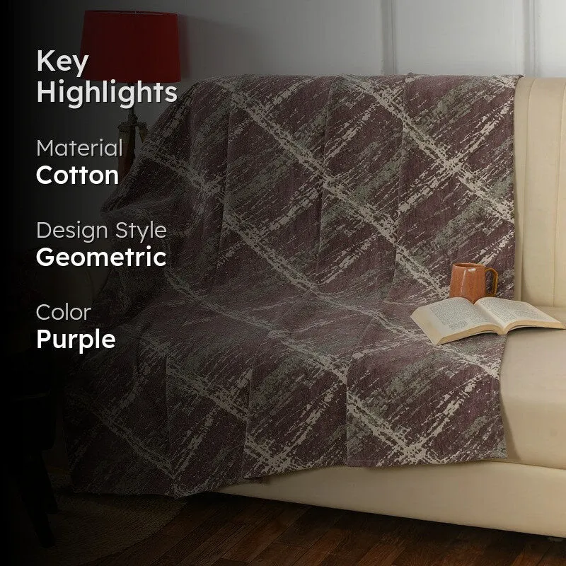 Velura Geometric Cotton Throws - Purple media 2
