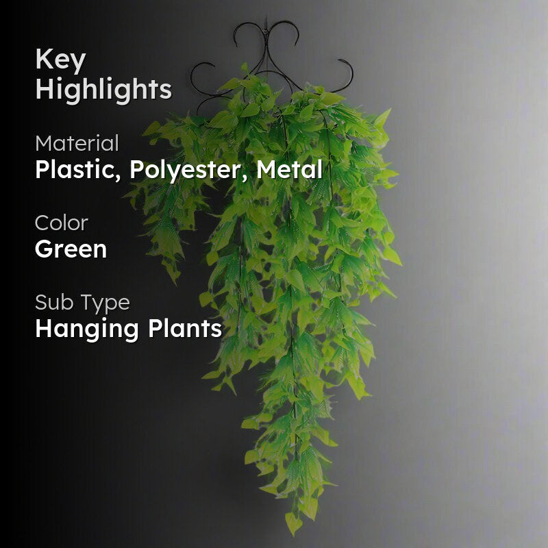 Faux Green Leafy Vine With Metal Wall Stand media 2