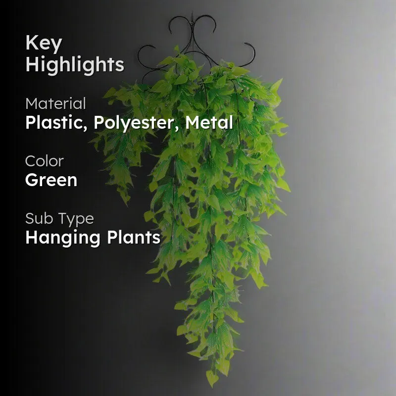 Faux Green Leafy Vine With Metal Wall Stand media 2
