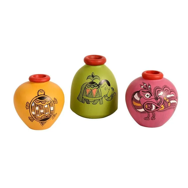 Priyank Wooden Wall Shelf With Pots - Set Of Five media 4