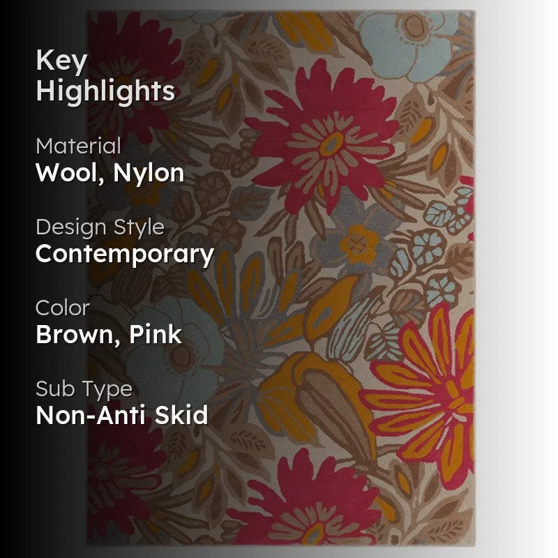 Palantir Hand Tufted Floral Wool & Nylon Carpet - Pink media 2