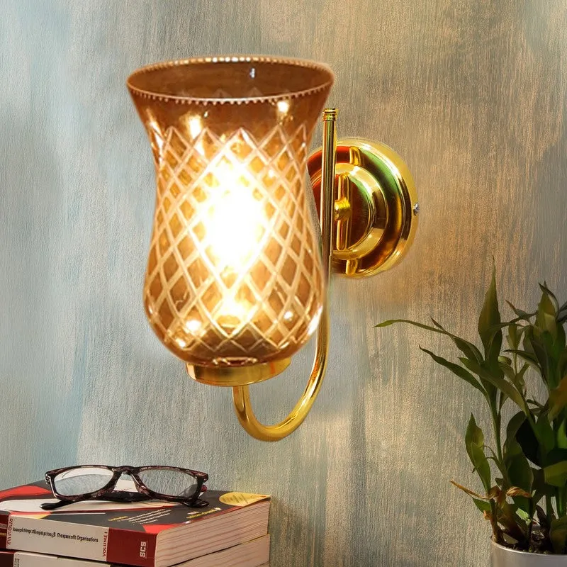 Honey Glow Gold Tulip Glass Wall Lamp media 4