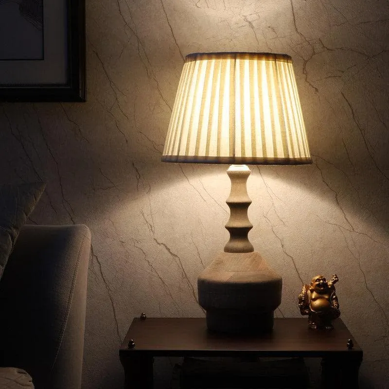 Vesara Bella Fabric Table Lamp - White,Brown media 1