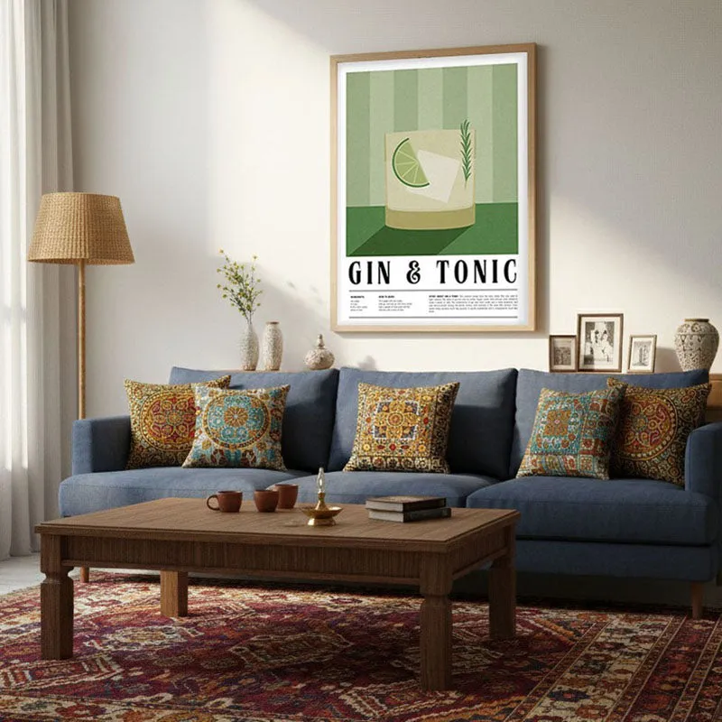 Gin & Tonic Framed Canvas Archival Canvas Wall Painting - Natural Brown Frame media 3