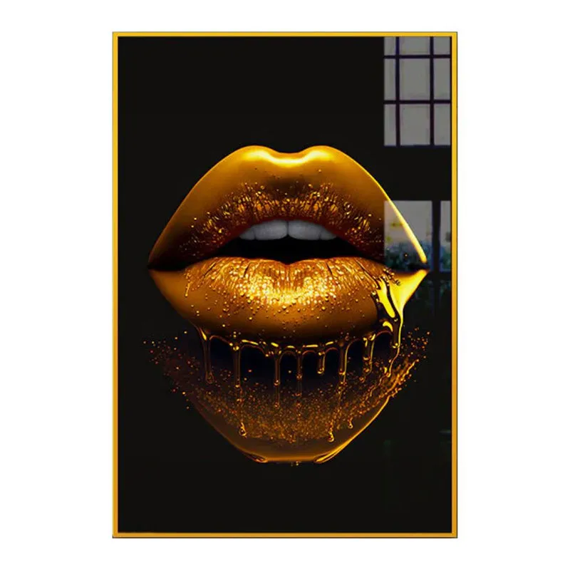 Midas Kiss Modern Canvas Wall Art With Frame - Gold media 3