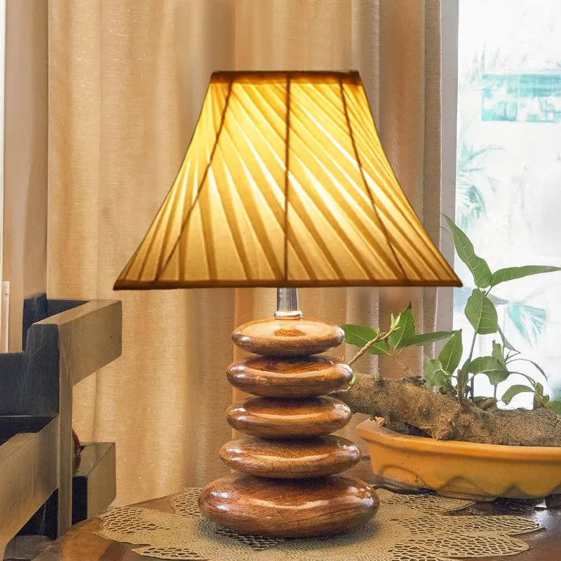 Glymora Cotton Table Lamp With Wooden Base - White media 3