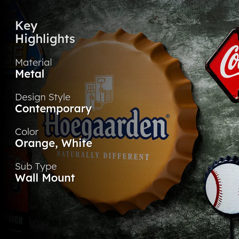 Hoegaarden Beer Bottle Cap Metal Wall Accent - 2