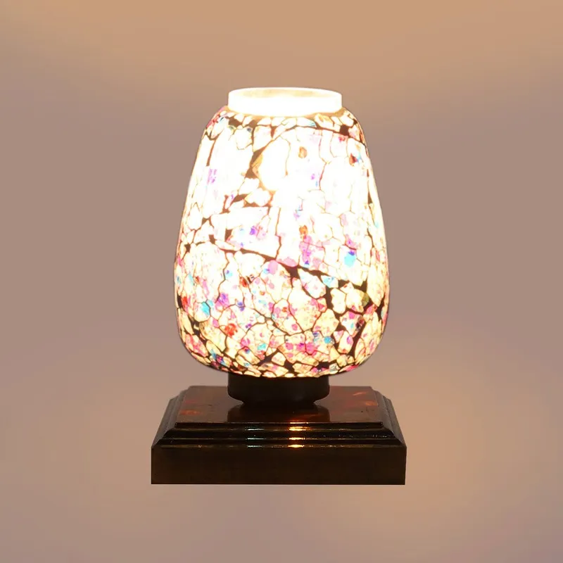 Auremora Mosaic Glass Table Lamp With Wooden Base - Multicolor media 8