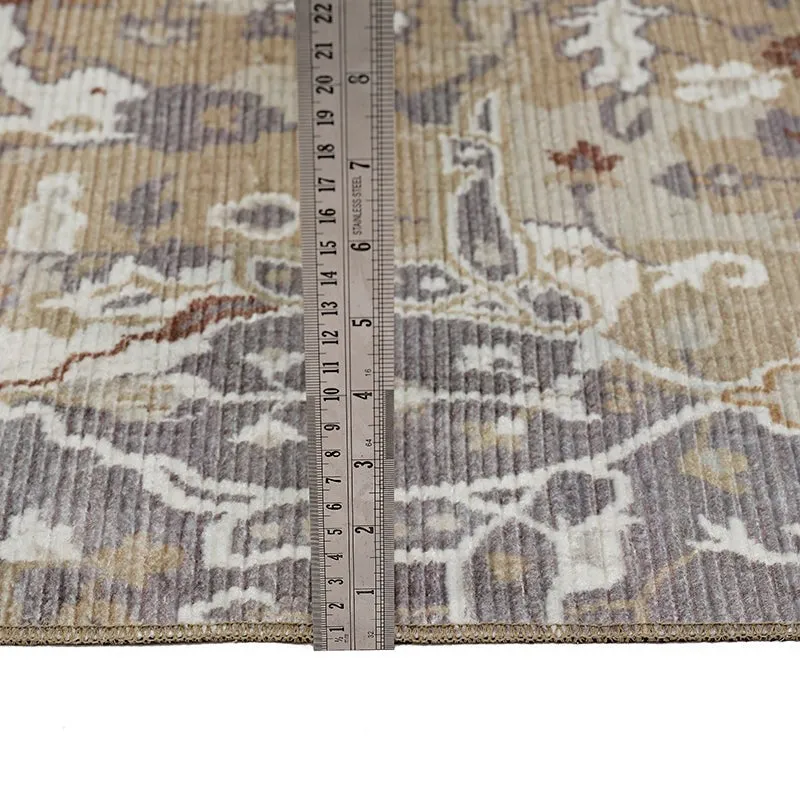 Close-up of carpet surface with ruler placed vertically