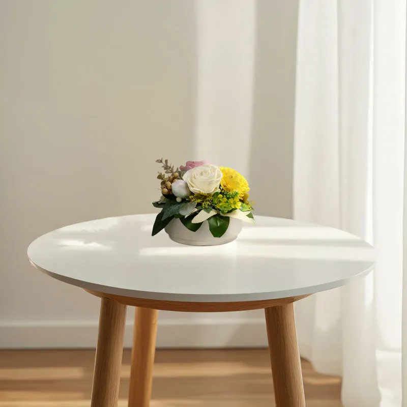 Morning Frost Artificial Solawood Flower Bunch With Pot media 3