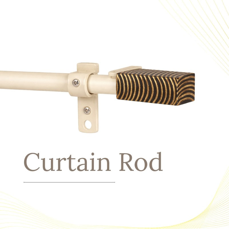 Cedar Etch Extendable 1" Single Curtain Rod With Square Finial & Brackets media 3
