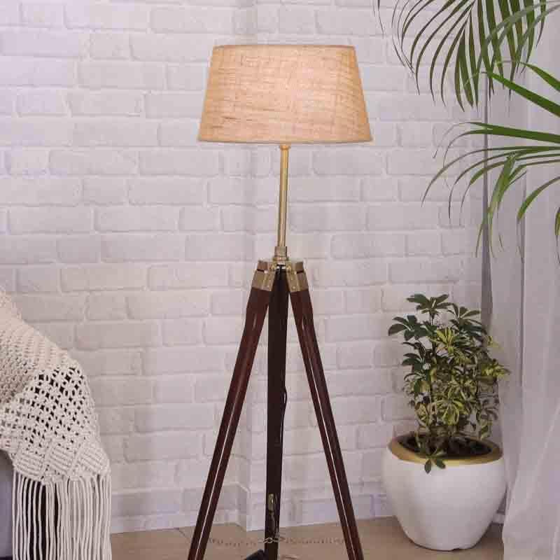 Tall Tales Wooden Tripod Floor Lamp - Beige media 4