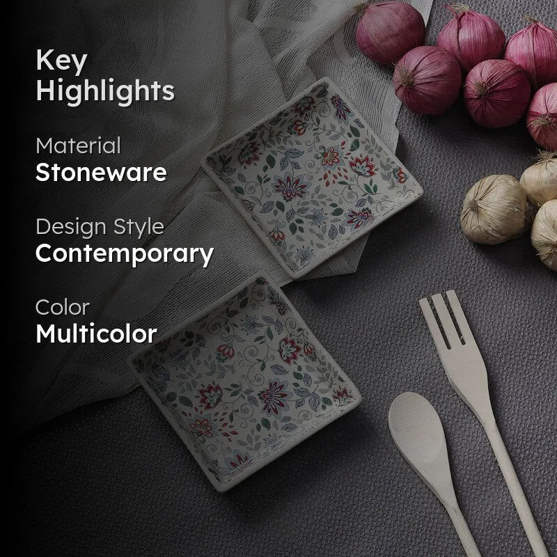 Florence Multicolor Square Stoneware Platter - Set of Two media 2