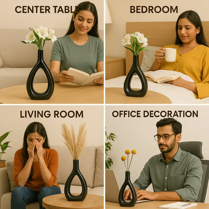 Nivo Ceramic Vase - Black media 8