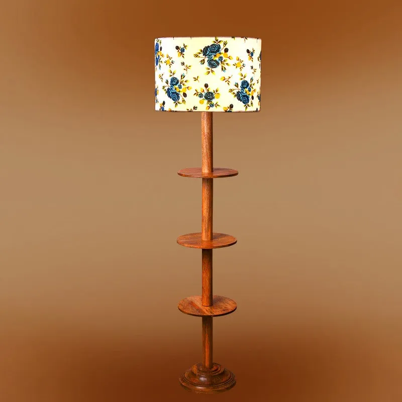 LumiCrate Tower Wooden Floor Lamp - White & Blue media 7