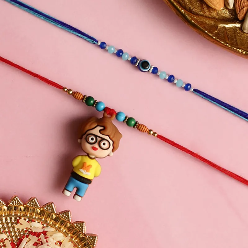Nazar I Rakhi with Roli Chawal - Three Piece Set media 3