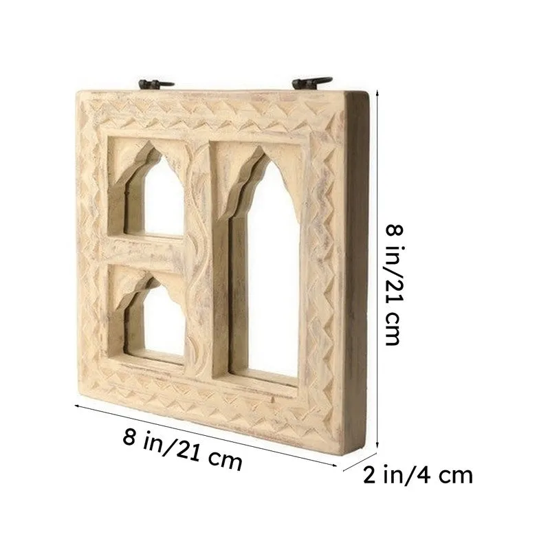 Ozyra Rustic Mango Wood Wall Mirror media 9