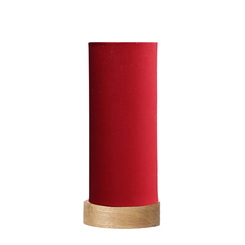Nyra Tower Wooden Table Lamp - Red,Brown media 4