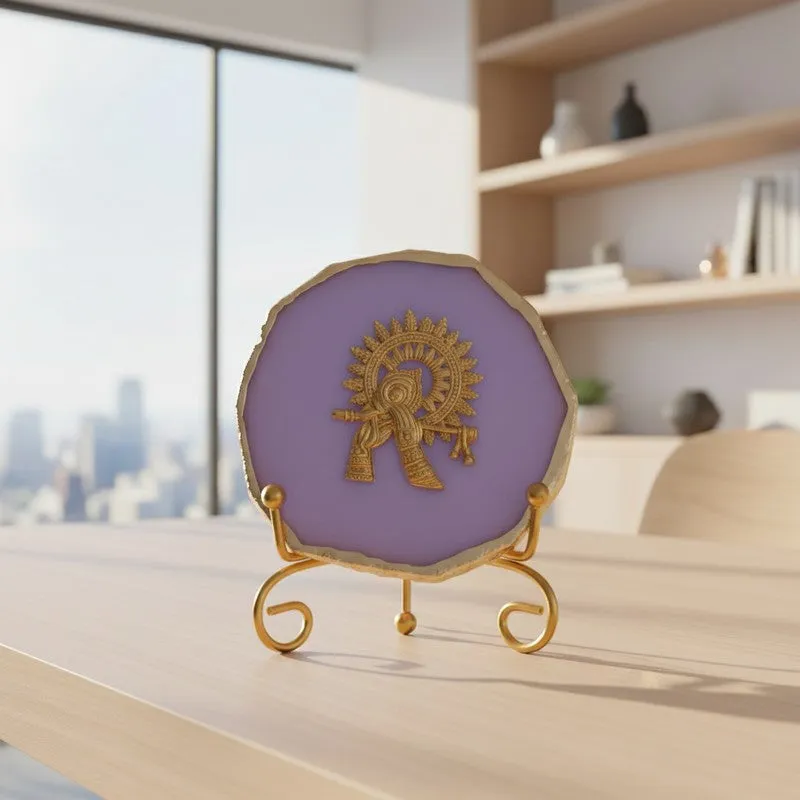 Krishna Harmony Agate Showpiece With Stand - Lilac media 5