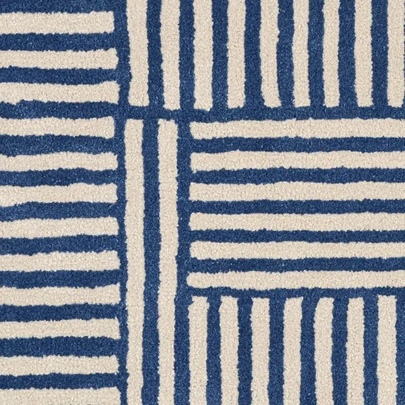 Celeborn Hand Tufted Geometric Wool & Nylon Carpet - Blue media 4