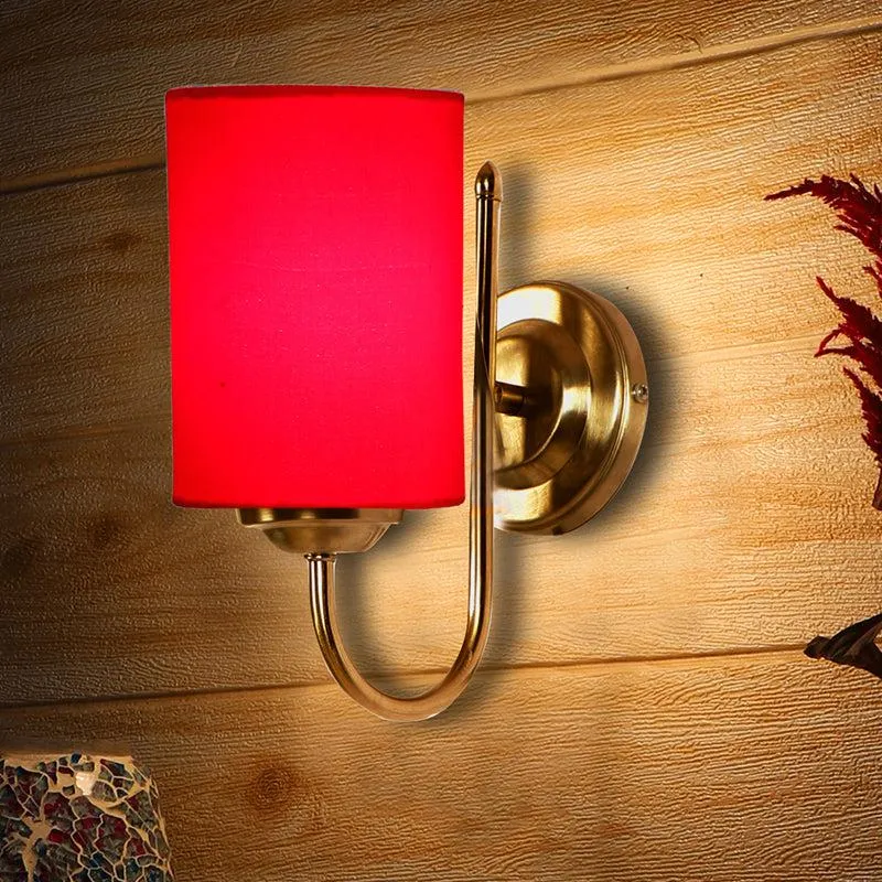 Altura Cylindrical Fabric & Metal Wall Lamp - Red media 1