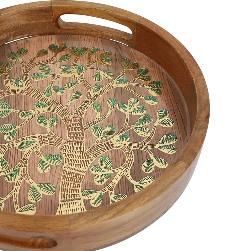 Sona Patta Round Wooden Serving Tray media 5