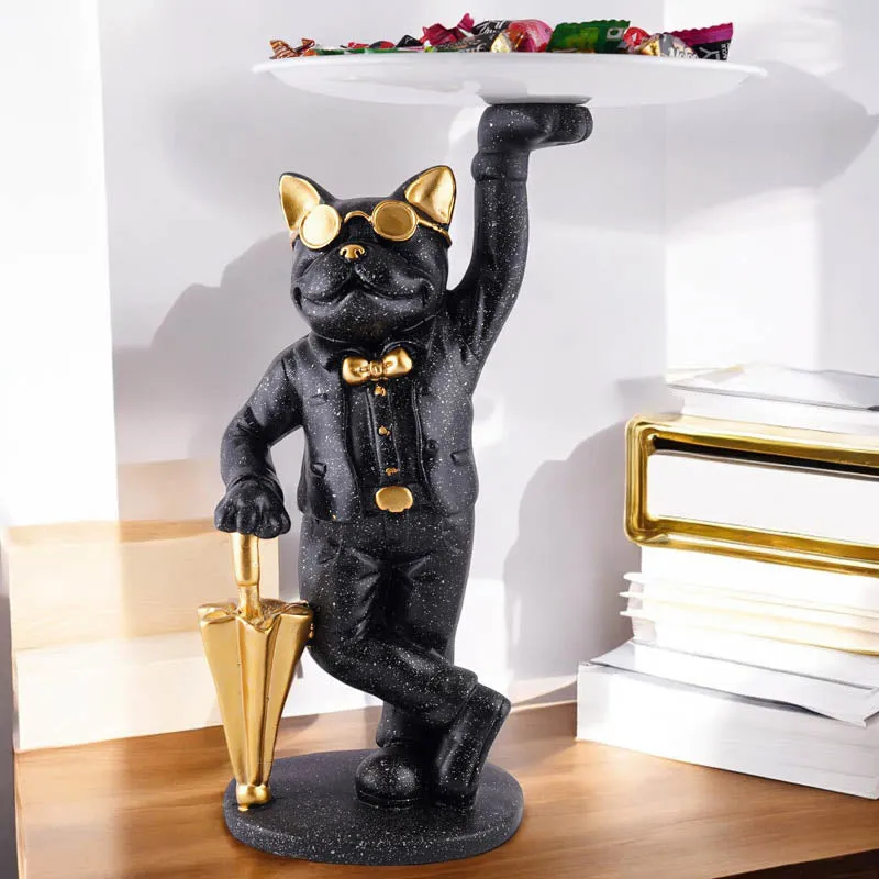 Dapper Cat Painted Polyresin Show Piece - Black media 1