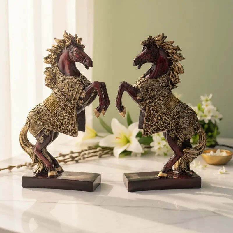 Regal Stallion Resin Showpiece - Set of Two media 3