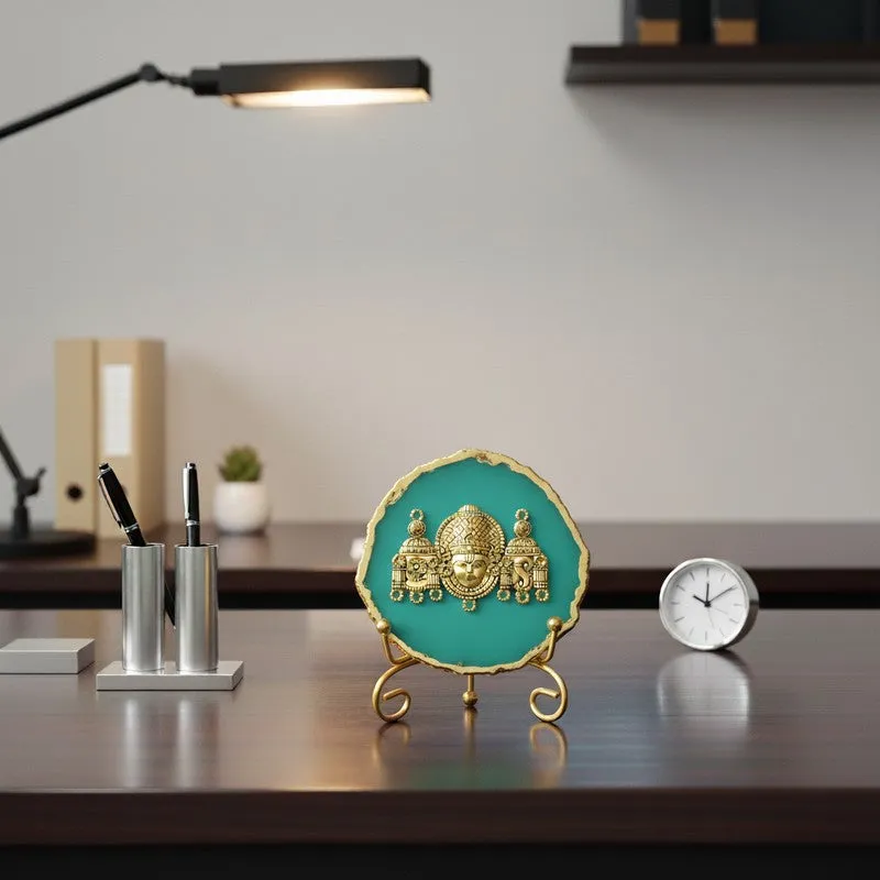 Mahalakshmi Agate Showpiece With Stand - Blue media 5