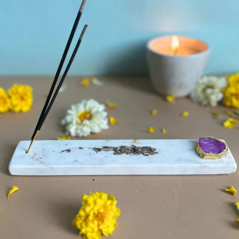 Nima Marble Incense Holder With Agate Plating - Purple media 3