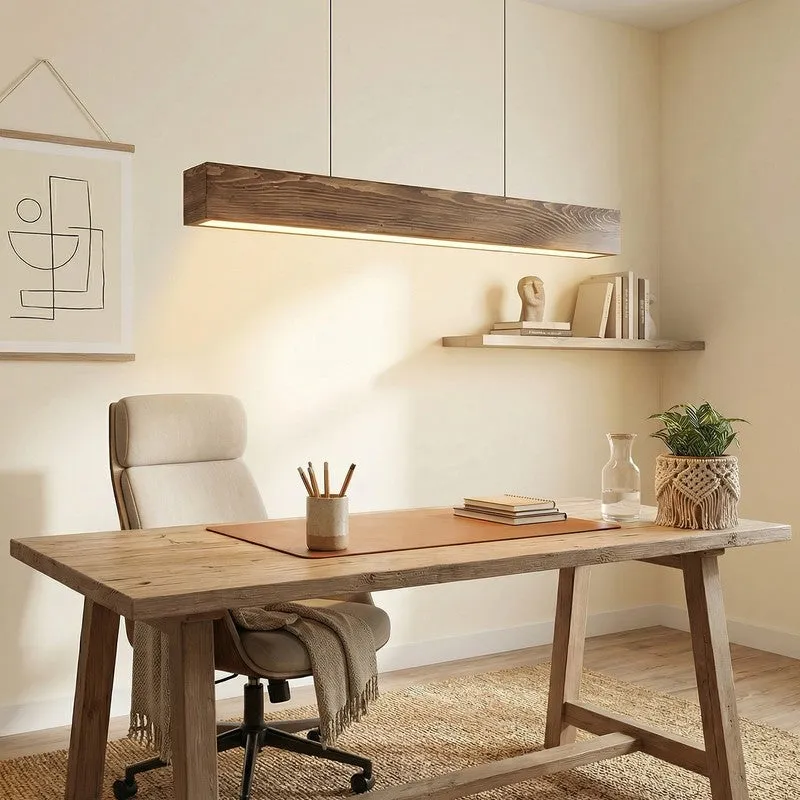 StraightBeam Wooden Ceiling Lamp - Brown media 3