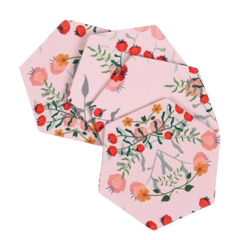 Floral Ecstasy Hexa Canvas Coaster - Set Of Two media 3