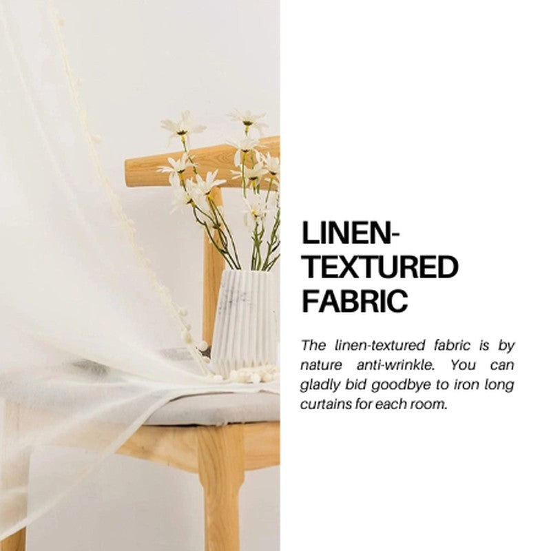 Urban Space Curtain With Pom Pom (Buttercream) - Set Of Two media 10