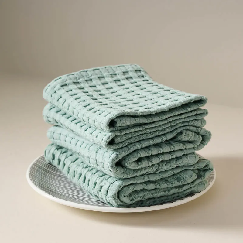 Fluffy Waffle Face Towel (Blue) - Set of Four media 1
