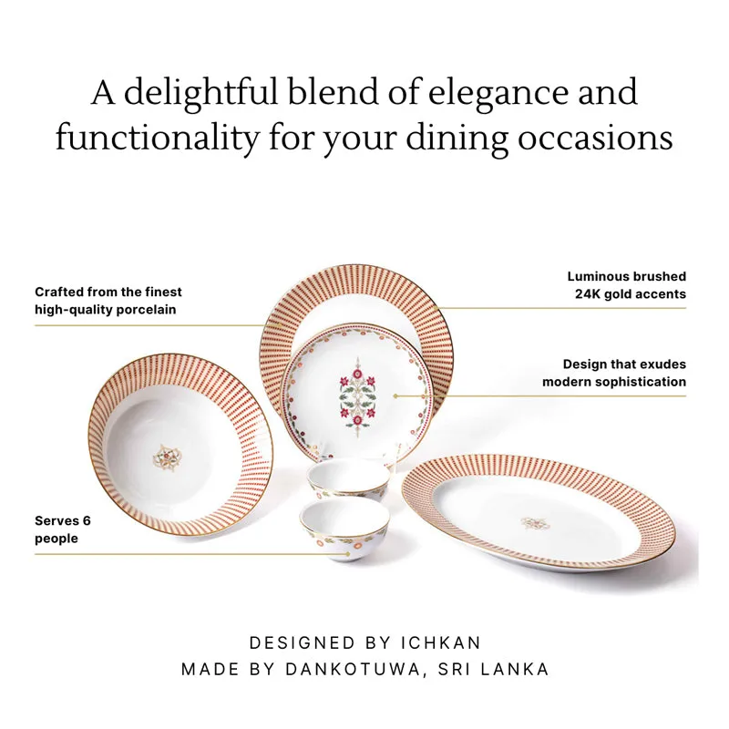 Gilded 24k Gold Brushed Porcelain Dinner Set - 21 Piece Set media 8
