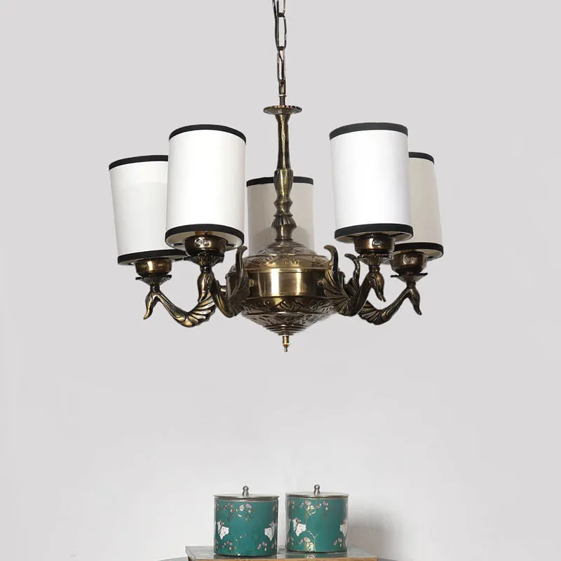 Algona Cylindrical Golden Antique Ceiling Lamp media 2
