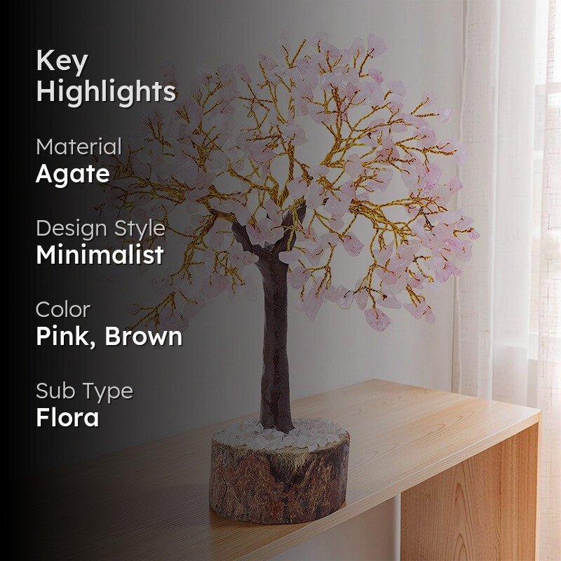Agate Wish Tree Handcrafted Showpiece - Light Pink media 2