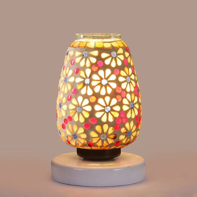 Primrose Glass Table Lamp With Wooden Base - Multicolor media 6