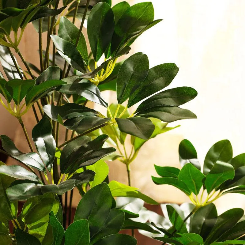 Artificial Realistic Schefflera Plant With Black Plastic Pot - 3 Feet media 4