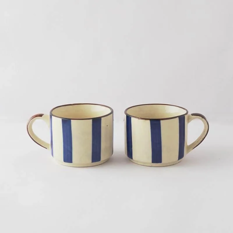 Stripe Ceramic Tea Cup (150 mL) - Two Piece Set media 4