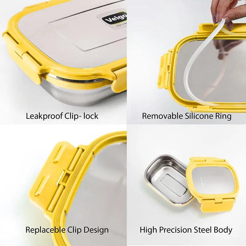 Delico Pack Yellow Lunch Box With Insulated Pouch (775 mL /150 mL) - Three Piece Set media 6