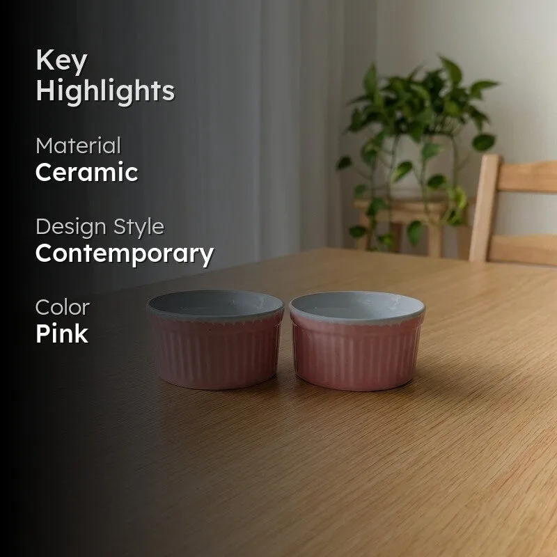 Ceramic Dessert Bowls (Pink,150 mL Each) - Set Of Two media 2