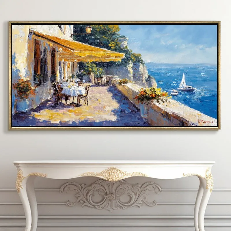 Cliffside Calm Canvas Wall Painting With Frame media 5