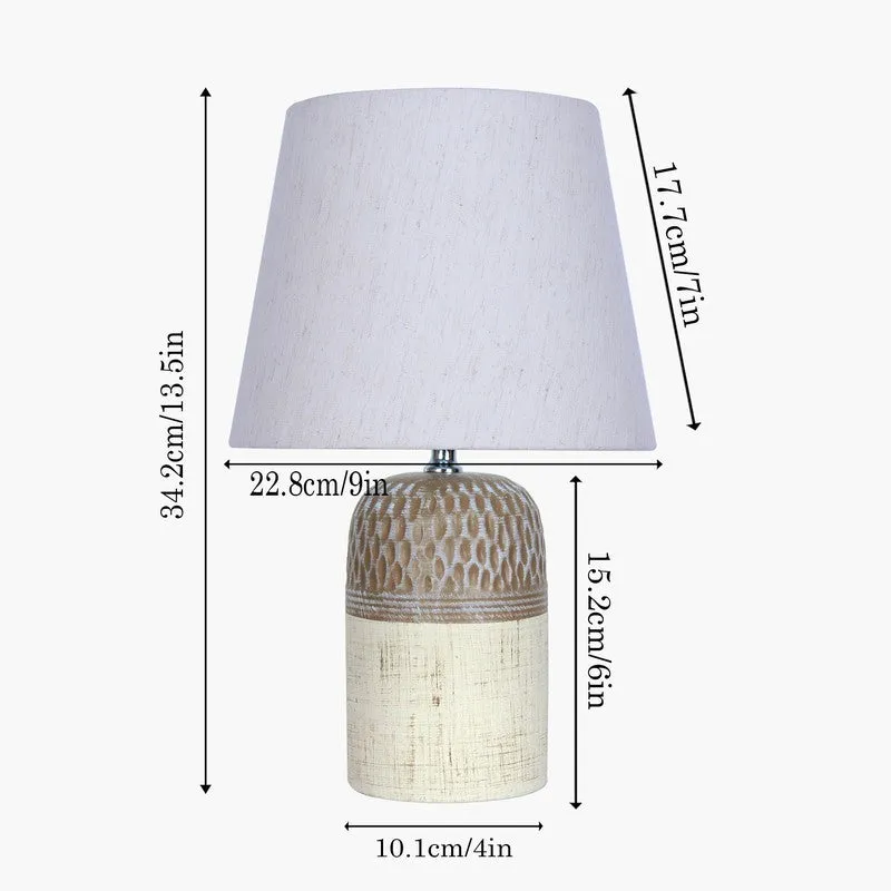 Flexora Ceramic Table Lamp with Fabric Shade - White,Brown media 7